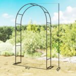 8 ft Steel Garden Arch, Garden Arbor Trellis with Large Base for Climbing Plants, Wedding Arch Stand, Black - Image 3
