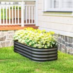 4.9' x 2' x 1' Galvanized Raised Garden Bed Kit, Metal Planter Box with Safety Edging, Dark Gray - Image 8
