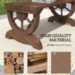 2-Person Wooden Garden Bench, Outdoor Wagon Wheel Porch Bench for Backyard Garden, Support 550 LBS, Rustic Country Style Patio Furniture, Brown - Image 5