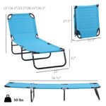 Folding Chaise Lounge Pool Chairs, Outdoor Sun Tanning Chairs with 5-Level Reclining Back, Steel Frame for Beach, Yard, Patio, Sky Blue - Image 3
