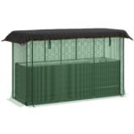 Galvanized Steel Planter Box with Crop Cage and Shade Cloth, Raised Garden Bed for Flowers, Veggies and Herbs, Dark Gray
