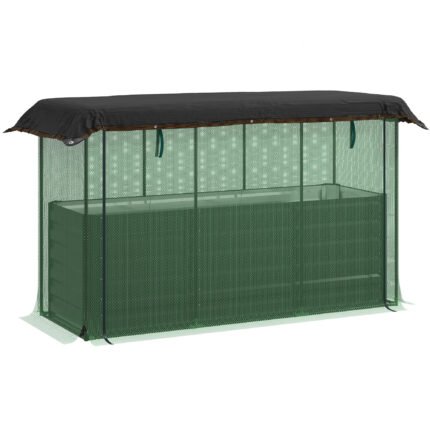 Galvanized Steel Planter Box with Crop Cage and Shade Cloth
