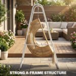 Hammock Chair Stand Only Heavy Duty Solid Steel A-Frame for Hanging Hammock, Egg Chair, Max Load 330 LBS, White - Image 4