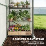 Greenhouse for Outdoors, Portable Greenhouse with 6 Shelves, UV-Resistant PE Cover, Roll-Up Door, White - Image 4