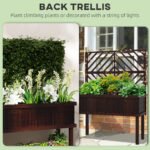 Elevated Wood Planter with Trellis for Climbing Plants, Raised Garden Bed with Legs and Drainage Holes, Carbonized - Image 4
