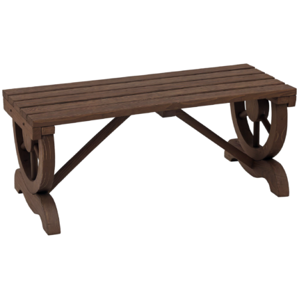 2-Person Wooden Garden Bench with Outdoor Wagon Wheel Porch Bench
