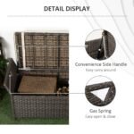 29 Gallon Patio Wicker Storage Bench, Outdoor PE Rattan Furniture, 2-In-1 Large Capacity Rectangle Garden Storage Box with Handles and Cushion, Red - Image 7