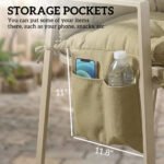 Bench Cushion Non-Slip Outdoor Swing Cushion w/Backrest Side Pocket for 3 Seater Patio Furniture Beige - Image 6