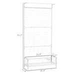 Metal Tall Plant Stand with Trellis and Hanging Bar, Plant Holder for Indoor Outdoor Use, 35" x 12.8" x 74", White - Image 3
