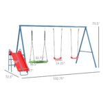 Metal Swing Set for Backyard, 3 in 1 Design with 1 Nest Swing, 2 Seats, 1 Slide, Holds Up to 352 lbs. for Ages 3-8 - Image 3
