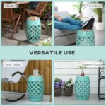 Decorative Outdoor Stool, 12" Round Patio Side Table, Mosaic Accent Plant Stand for Garden, Balcony, Blue - Image 5