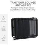 Reclining Chaise Lounge Chair, Portable Sun Lounger, Folding Camping Cot with Adjustable Backrest and Removable Pillow, for Patio, Garden, Beach, Black - Image 6