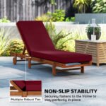 Chaise Lounge Cushion, 4" Thick Outdoor Lounge Chair Cushion with Ties for Patio, 21" x 72 ", Red - Image 6