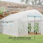 13' x 10' x 6.5' Tunnel Greenhouse Hoop House with Upgraded Galvanized Steel Frame and Large Windows, White - Image 5
