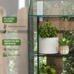 Lean-to Greenhouse, Portable Greenhouse with 3 Tier Shelves, 2 Roll-Up Zippered Doors, 56.3" x 18.1" x 59.4", Clear - Image 4