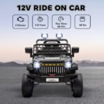 12V Battery Powered Ride On Truck, Kids Electric Car with Spring Suspension, Remote, Horn, USB Music, Black - Image 4
