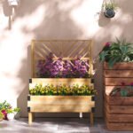 2 Tier Trellis Planter, Wooden Raised Garden Bed, Natural - Image 2