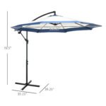 10FT Cantilever Umbrella, Offset Patio Umbrella with Crank and Cross Base for Deck, Backyard, Pool and Garden, Hanging Umbrellas, Navy Blue - Image 3
