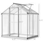 4' L x 6' W Walk-In Polycarbonate Greenhouse with Roof Vent,Greenhouse for Winter - Image 3