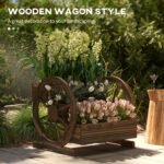 Wooden Wagon Planter Box, 3-Tier Raised Garden Bed, for Vegetables Flowers Herbs, 25" x 24" x 23" - Image 4