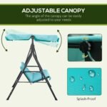3-Seat Outdoor Patio Swing Chair with Removable Cushion, Steel Frame Stand and Adjustable Tilt Canopy for Patio, Garden, Poolside, Balcony, Backyard, Green - Image 4