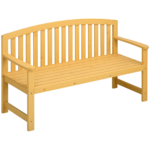 56" Outdoor Wood Bench, 2-Seater Garden Bench with Backrest and Armrest, Patio Bench for Patio, Porch, Poolside, Balcony, Natural
