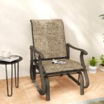 Outdoor Glider Chair Patio Glider Swing Chair with Mesh Seat, Steel Frame for Backyard, Garden, Porch, Light Mixed Brown - Image 8