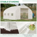 11.5' x 10' x 6.5' Walk-in Tunnel Greenhouse, Green House with Zippered Mesh Door, 7 Mesh Windows & Roll-up Sidewalls, Upgraded Gardening Plant Hot House with Galvanized Steel Hoops, White - Image 7