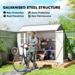 8' x 6' Metal Garden Storage Shed, Extra Large Outdoor Tool Storage House w/ Doors, Window and Air Vents, White - Image 4