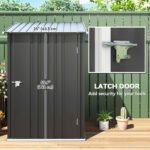 Small Metal Garden Shed, 3.3' x 3.4', Galvanized Steel, Lockable Tool Shed for Patio, Backyard, Lawn, Dark Gray - Image 5
