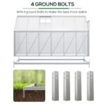 12' x 6' x 6.5' Polycarbonate Greenhouse with Aluminum Frame, Walk-in Heavy Duty Green House with Adjustable Roof Vent, Rain Gutter and Sliding Door for Winter, Silver - Image 6