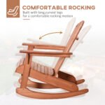 Adirondack Rocking Chair, with Slatted Wooden Design, Fanned Back, Ergonomic Armrests, & Classic Rustic Style, For Porch, Patio, Backyard, Teak - Image 4