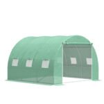 10' x 10' x 7' Walk-in Tunnel Greenhouse with High-Quality Transparent PE Cover, Zipper Doors & Windows