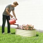 3.4' x 2' x 1' Galvanized Raised Garden Bed Kit, Metal Planter Box with Safety Edging, Cream - Image 3