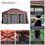 10' x 13' Patio Gazebo, Aluminum Frame Double Roof Outdoor Gazebo Canopy Shelter with Netting & Curtains - Image 5