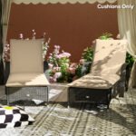 Foldable Chaise Lounge Cushion Set of 2, Outdoor Lounge Chair Cushion Set, UPF50+ 200gsm Fabric, 76" x 23", Beige - Image 7