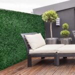12 PCS Artificial Boxwood Panels Topiary Wall Greenery Backdrop, Privacy Hedge Screen 4 Layer Roll, Dark Green - Image 2