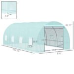 20' x 10' x 7' Walk-In Tunnel Greenhouse with Zippered Door & 8 Mesh Windows, Large Garden Green House Kit, Galvanized Steel Frame, Green - Image 3