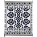 Reversible Outdoor Rug, Waterproof Plastic Straw with Carry Bag, 8' x 10', Blue & White Rhombus Border