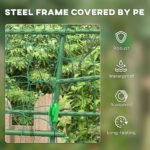 Metal Garden Trellis, Arch Trellis for Climbing Plants Outdoor, A-Frame, with Climbing Net, 57" x 66" x 81", Green - Image 6