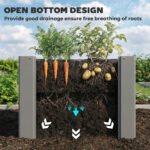 Raised Garden Bed Galvanized Planter Box Outdoor with Gloves for Gardening Vegetables, Flower, Herb, 2.6 x 1 x 2 ft, Gray - Image 5