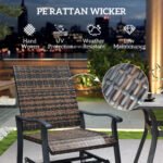 Wicker Rattan Swivel Patio Glider Chair Set of 2, Outdoor Glider Chair with Steel Frame, High Back, Brown - Image 5