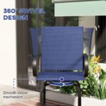 Outdoor Bar Stools Set of 2, 360° Swivel Bar Height Chairs, 26.75" x 29.5" x 48.5", Navy Blue - Image 4
