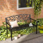 50" Blossoming Pattern Garden Decorative Patio Park Bench with Beautiful Floral Design & Relaxing Comfortable Build - Image 2
