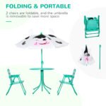 Kids Table and Chair Set, Outdoor Folding Garden Furniture, Picnic Table for Patio Backyard, with Removable & Height Adjustable Sun Umbrella, White - Image 4