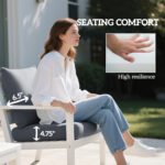 Patio Chair Cushions Set of 4 with Seat & Backrest, Fade Resistant Seat Replacement Cushion Set, Gray - Image 5