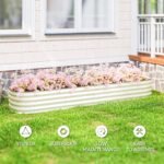 7.9' x 2' x 1' Galvanized Raised Garden Bed Kit, Metal Planter Box with Safety Edging, Cream - Image 7