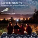 Reversible Outdoor Rug Carpet with LED Lights, 12' x 9' PP Straw Rug with Carry Bag and Ground Stakes - Image 4