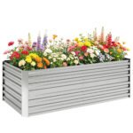 Galvanized Raised Garden Bed, Steel Outdoor Planters with Reinforced Rods, 71" x 36" x 23", Silver
