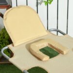 Tanning Chair with Face Hole, 5-Level Adjustable Outdoor Chaise Lounge Chair with Pillow for Beach, Pool, Beige - Image 8